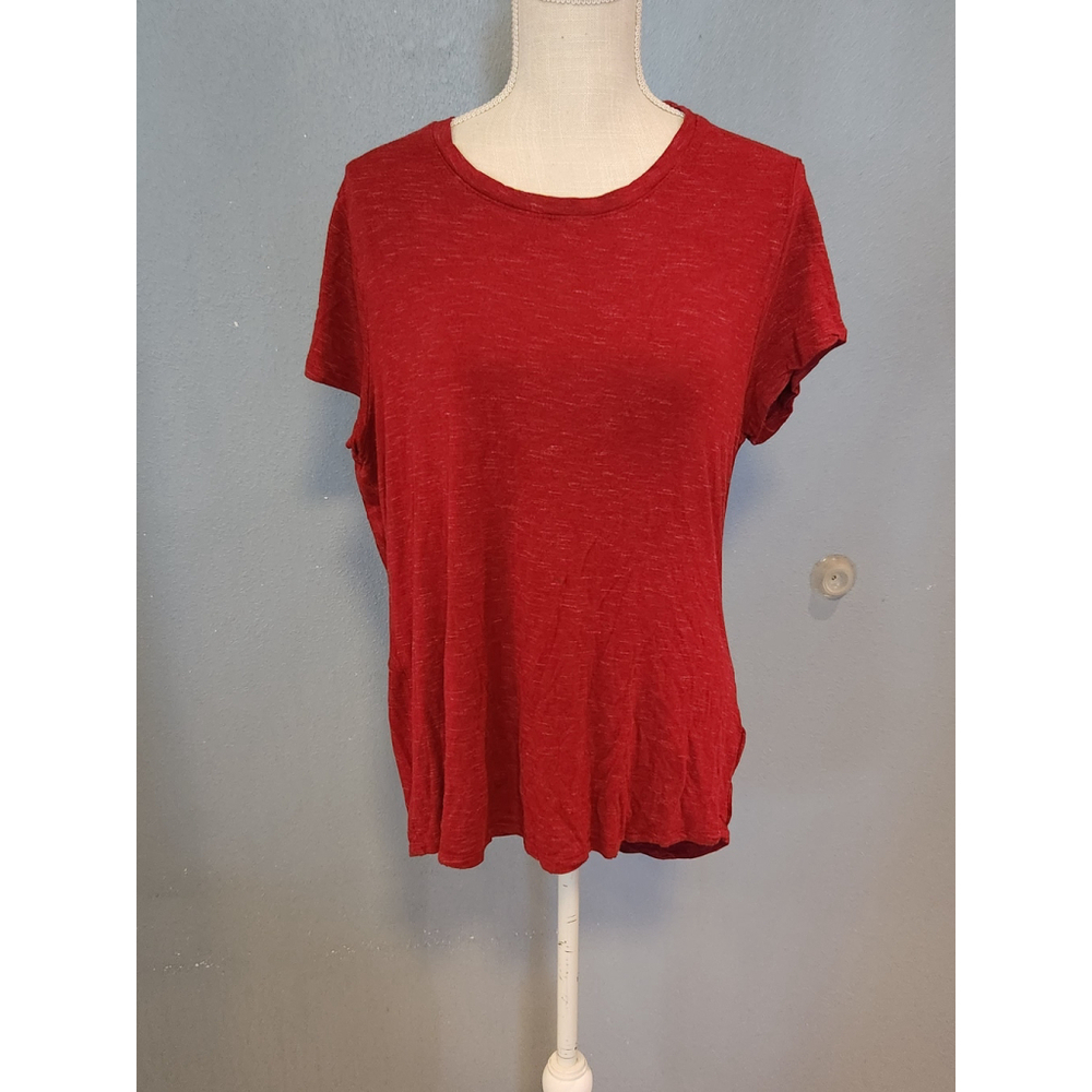 Avia textured heathered crewneck high-low flowy lightweight athletic top